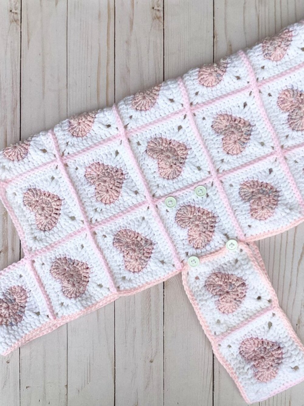 Handmade Crocheted Dog Coat with Hearts (Size Large/Extra Large)